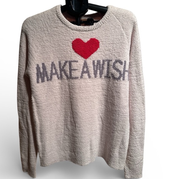 Tan heart “wish” Berber baby soft crewneck oversized - Picture 4 of 7